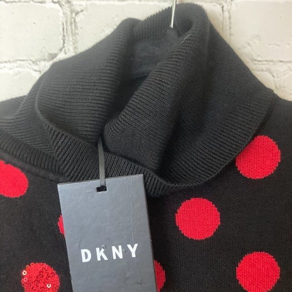 DKNY black and red polka dot turtleneck sweater - Picture 5 of 6